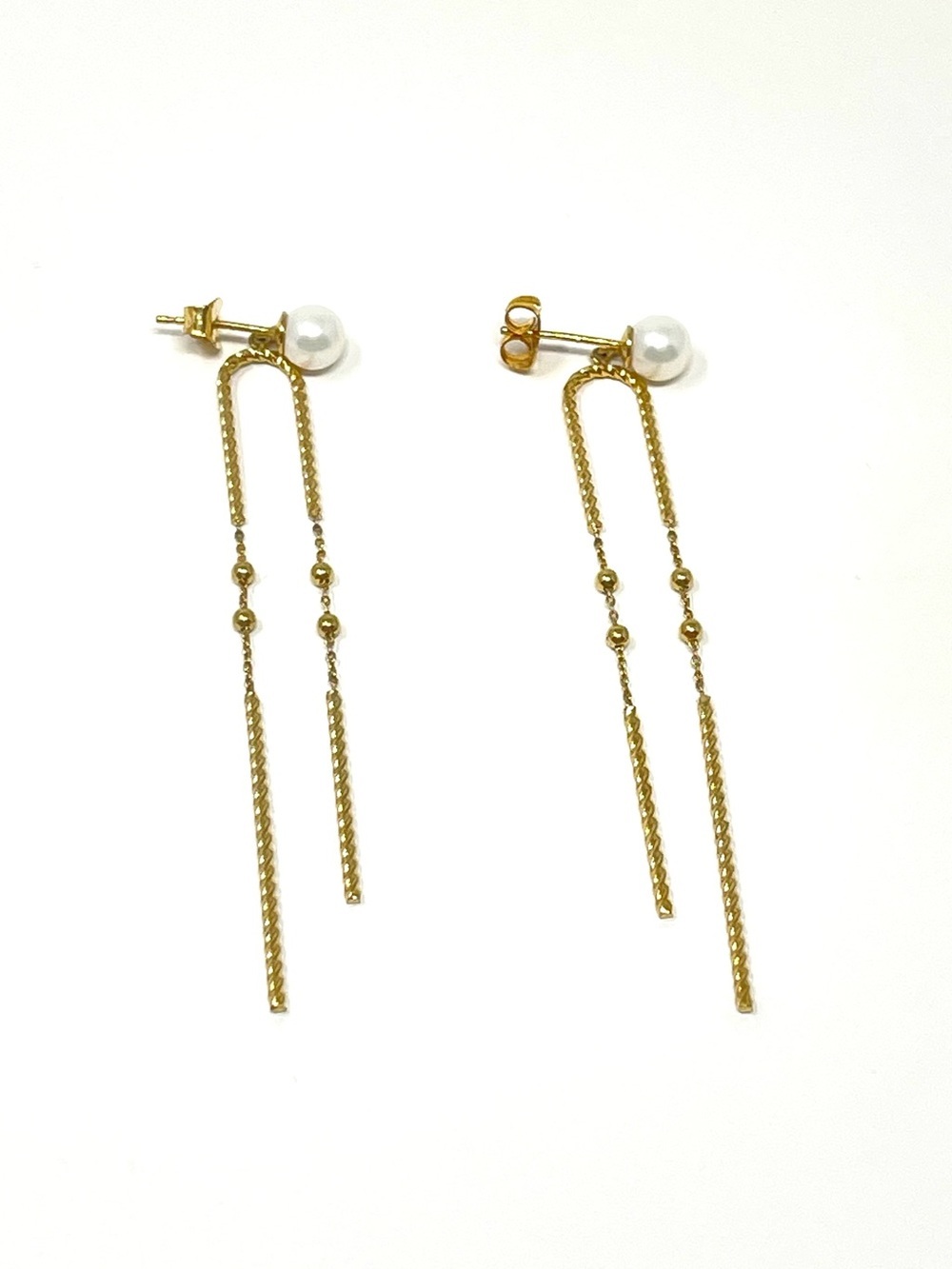 New Anthropologie Pearl Gold Dangle Earrings - Picture 2 of 4